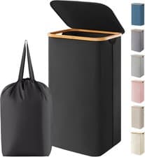 Image of Lifewit 100L Laundry Basket with Lid, Clothes Hampers for Laundry with Bamboo H