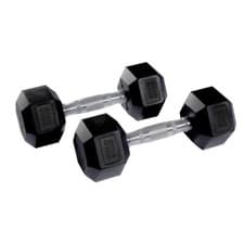 Image of Hex Dumbbells Pairs Rubber Encased Cast Iron Gym Dumbbell Hand Weights Set