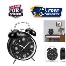 Image of Loud Double Bell Alarm Clock for Heavy Sleepers - No Ticking, Battery Operated