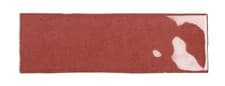 Image of Capri Burdeos Red Rectangle Brick Gloss Porcelain Wall Tile Cut Sample