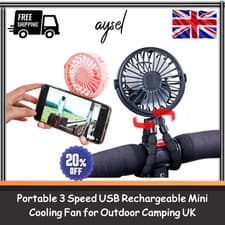 Image of 1X Portable USB Rechargeable Mini Cooling-Clip On Stroller Fan UK Stock