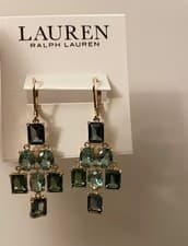 Image of Ralph Lauren Gold-Tone Stone Chandelier Earrings with original dust bag