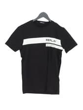 Image of Replay Men's T-Shirt S Black Graphic 100% Cotton Basic New with tags