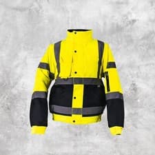 Image of Hi Vis Viz Bomber Jacket Waterproof 2 Tone Safety Workwear High Visibility Coat