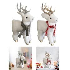 Image of Stuffed Reindeer Stuffed Animal Christmas Decoration Collection Lovely Ornament