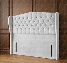 Image of Plush Velvet Curved wing chesterfield Floor standing Headboard 54 inches high