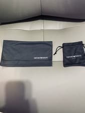 Image of BRAND NEW AUTHENTIC EMPORIO ARMANI BLACK STORAGE 1-SMALL POUCH AND 1-LARGE POUCH