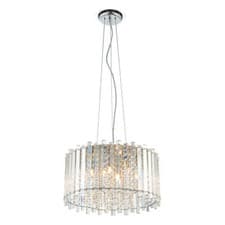 Image of Ceiling Pendant Light Clear Crystal & Chrome Plate 5 x 28W G9 Dimmable