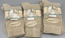 Image of Lot Of 3 Vintage Chenille Sock Neutral Sock Size 8-9.5 New Old Stock