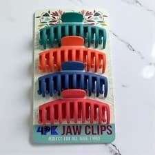 Image of Large Matte Hair Claw Clips for Women – Non-Slip Rectangular Jaw Clips 4-Pack