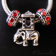 Image of Lucky Asian Elephant Bead And Birthstone Spacers For European Charm Bracelets