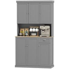 Image of HOMCOM Kitchen Cupboard Storage Cabinet with Adjustable Shelves, Grey