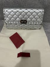 Image of VALENTINO ROCKSTUD SPIKE NAPPA LEATHER CROSSBODY CLUTCH BAG