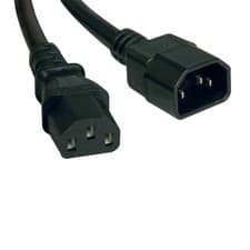 Image of BLACK Power Mains Extension Cord Cable IEC C13 Female to IEC C14 Male 0.3m 30cm