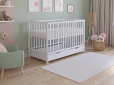 Image of Classic Baby Cot Bed 120x60cm with Drawer & Microfiber Quilted Foam Mattress