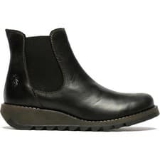 Image of Fly London Salv Womens Ladies Black Leather Wedge Chelsea Ankle Boots Size 4-9
