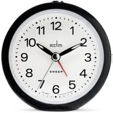Image of Acctim Elana Analogue Alarm Clock Non Ticking Sweep Quartz Luminous Hands