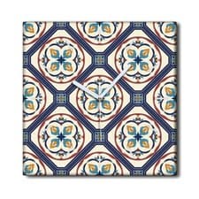 Image of Canvas Clock Print Geometrical modern design and fashion blue & brown 30x30