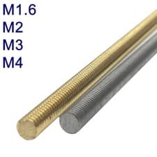 Image of Metric Threaded Rod / Studding - 12" lengths - M1.6 M2 M3 M4 - UK Manufacturer