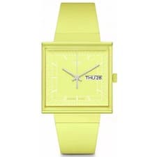Image of Swatch WHAT IF…LEMON? Quartz Yellow Dial Bioceramic Strap Unisex Watch SO34J700