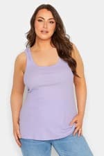 Image of YOURS Curve - Lilac Ribbed Racer Back Vest Top - Size 16 - RRP £12.99
