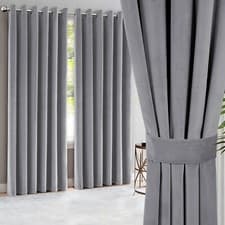Image of Heavy Velvet Curtains Eyelet Ring Top Ready Made Fully Lined Pair Blackout Panel