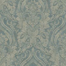 Image of GranDeco 188401 Textured Damask Teal Wallpaper