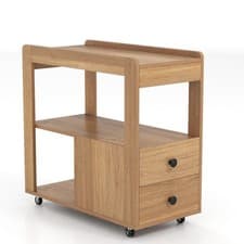 Image of Modern 2-Drawer Sofa Side Table Narrow End Table-Natural