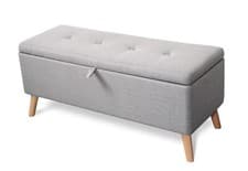 Image of PRADO Grey Fabric Ottoman Storage Bench | End of Bed Stool | Hallway Seat