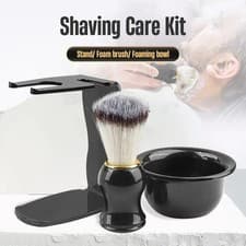 Image of 3 in 1 Men's Shaving Brush Holder Set Brush Bowl Shaving Razor Stand Holder Kit