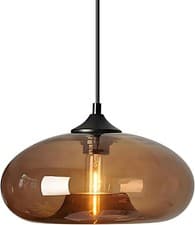 Image of Pendant Light with 28cm Glass Lampsahde, Industrial Vintage Loft Bar E27 Ceiling