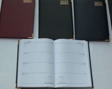 Image of 2023 desk DIARY A5 Day A Page or Week to View,Padded Gold Corners & Hard Backed