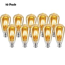 Image of LED Filament Light Bulb Dimmable Clear Amber Glass B22 Bayonet ST64 Edison Bulbs
