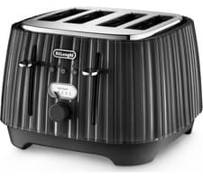 Image of De'Longhi CTD4003.BK Ballerina 4 Slice Toaster Defrost Function 1800w Black