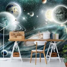 Image of Wall Mural Planets Galaxy Photo WALLPAPER Universe MODERN Non-Woven Space Stars