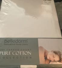 Image of New In Packet Belledorm 200 Thread Count White Super King Flat Sheet 120” X 106”