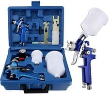 Image of 2* HVLP Air Spray Gun Kit 1.4/0.8mm Nozzle Set Paint Touch Up Gravity Feed UK