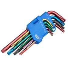 Image of Draper Torx Star Security Colour Coded Key Set 9 Piece T10 To T50 Antislip 24122