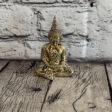 Image of 9cm x 5cm Sitting Thai Bronze Buddha Blessing Statue Figure Table Decoration Art