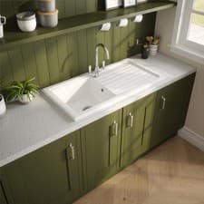 Image of Reginox RL304 CW II White 1.0 Bowl Inset Reversible Ceramic Kitchen Sink