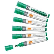 Image of Nobo Liquid Ink Whiteboard Pens Bullet Tip 10 Pack Green 1915380