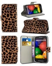 Image of Leopard Print Brown Wallet Phone Case For Vodafone Smart First 7 Animal Design