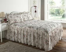 Image of Rose Garden Classic Quilted Fitted Floral Bedspread Lightweight Layer w Valance