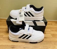 Image of Adidas Tensaur Trainers Sneakers Size 5uk Black And White