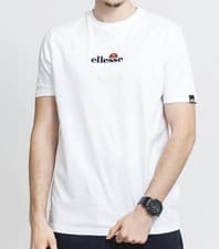Image of Ellesse Men's Caciot T-shirt Backprint Tee Sport White Cotton Top New S - XL