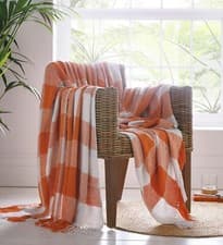 Image of Epsom Throw Terracotta Orange Woven Tassel Ends 180cm x 250cm Cotton