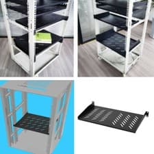 Image of 19" 1U Server Rack Cabinet Shelf Metal Vented Tray Rackmount Shelf 200/250/300mm