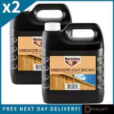 Image of 2 x BARTOLINE LIGHT BROWN CREOCOTE 4L FOR OIL BASED TIMBER WOOD TREATMENT NEW
