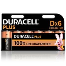 Image of 6 X DURACELL D SIZE PLUS POWER ALKALINE BATTERIES LR20 MN1300 - EXPIRY 2029