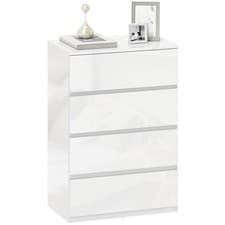 Image of HOMCOM Bedroom Chest of Drawers, High Gloss 4 Drawers Dresser, White